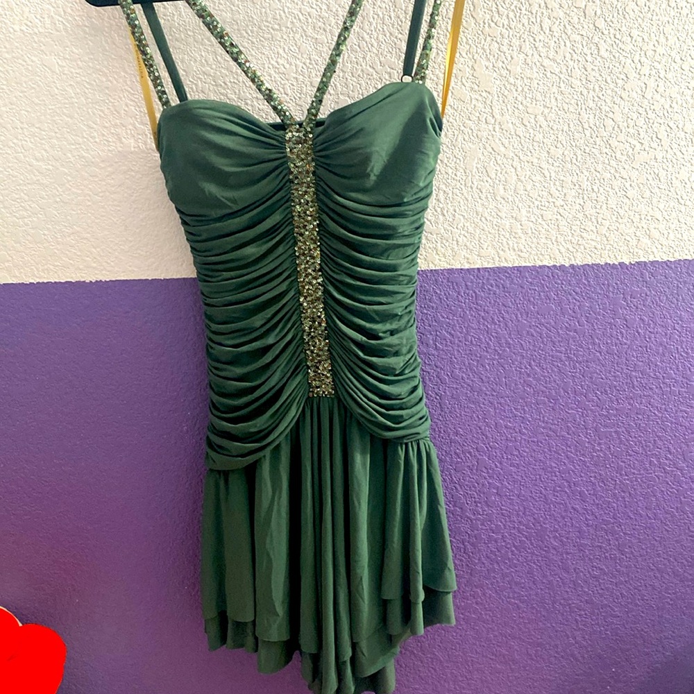BCBGMAXAZRIA dress sx XS bustier sequined detailed dress in green NWT